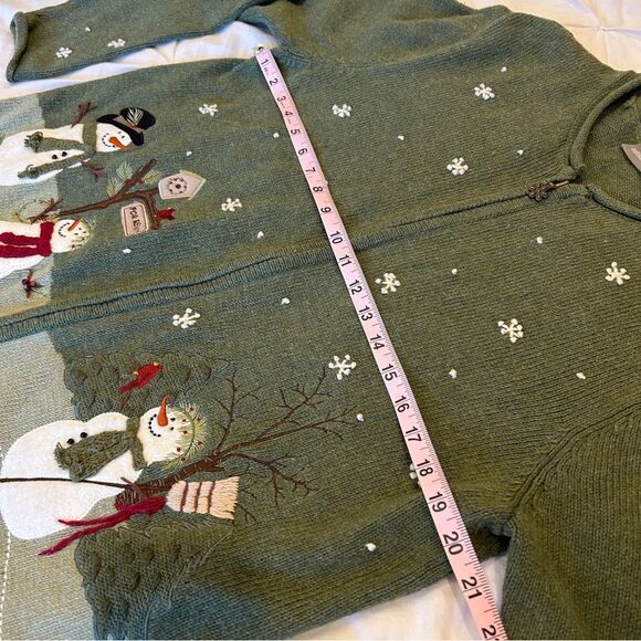 Croft & Barrow Women's Winter Snowman Fleece Zip up Sweater Size Large - Picture 12 of 13